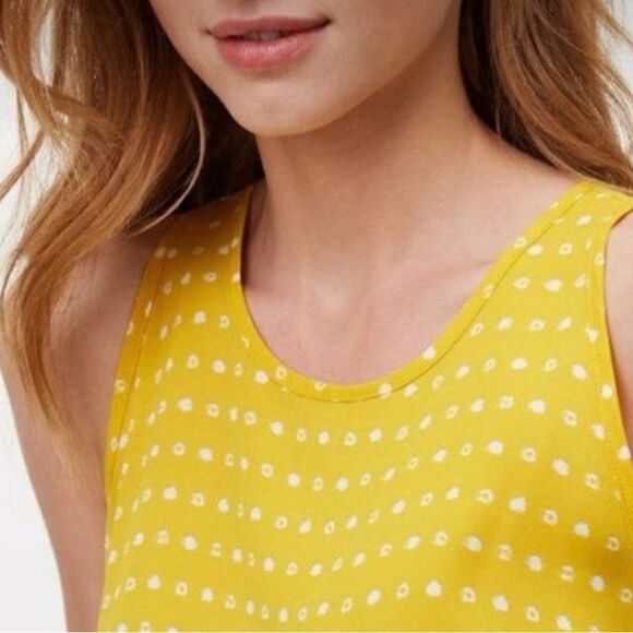 Ann Taylor Loft mustard yellow and white spotted mixed media top size medium - Picture 4 of 9
